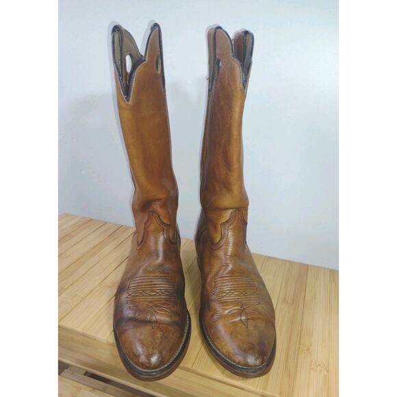 Durango West 10.5B Cowboy Boots  Vintage Leather Western Tall Rodeo Rustic - Picture 5 of 10